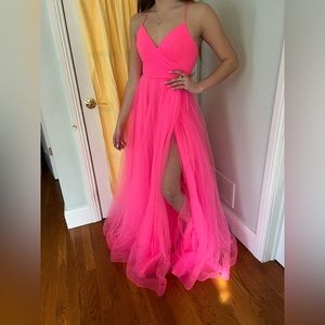 La Femme Hot Pink Prom Dress